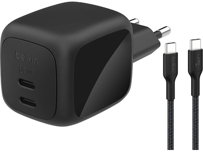 Belkin 67W Dual USB-C PD Gan Väggladdare (svart)