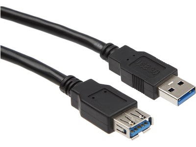USB-A Förlängningskabel 2m (svart)