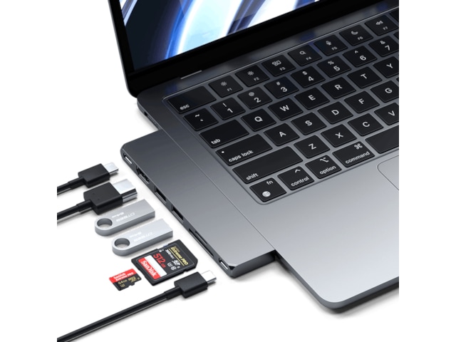 Satechi MacBook Air M2 Slim Pro Docking (rymdgrå) Dockningsstation och USB-hub