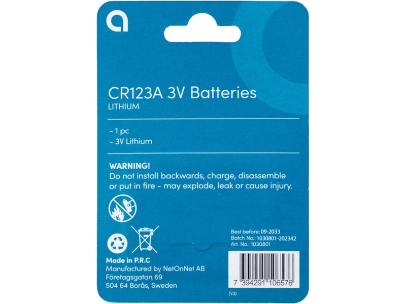 Andersson CR123A 3V litiumbatteri Batterier för allmänt bruk