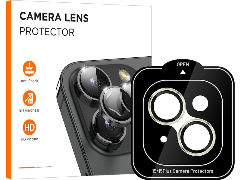 iiglo iPhone 15 / 15 Plus Linsskydd gul ram (gul) Skärmskydd mobiltelefon