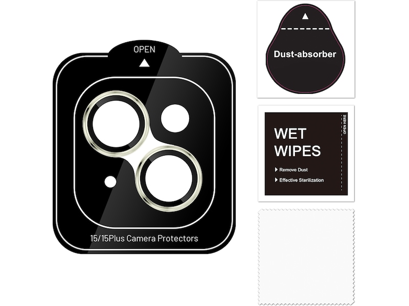 iiglo iPhone 15 / 15 Plus Linsskydd gul ram (gul) Skärmskydd mobiltelefon