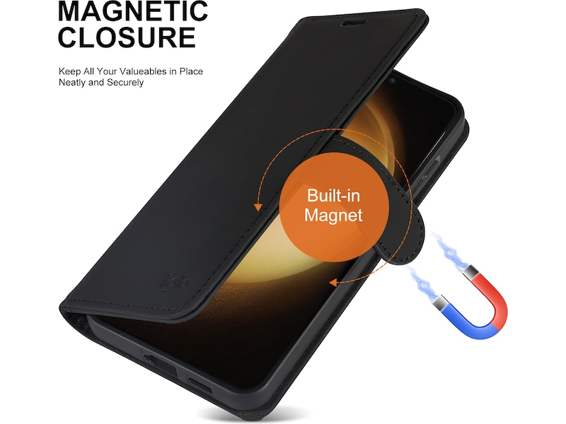 iiglo Galaxy S24+ Plånboksfodral (svart) Mobilskal