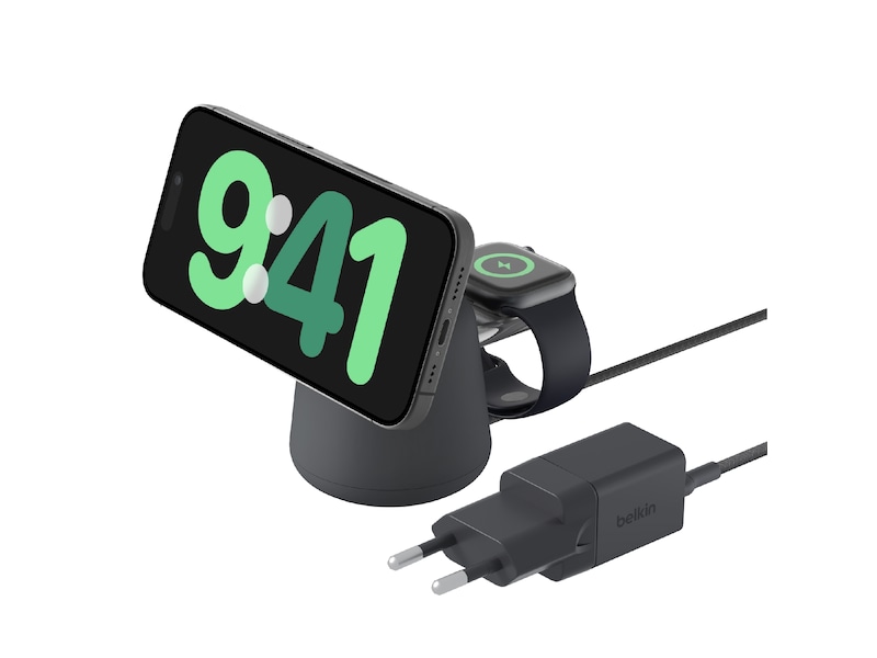 Belkin Boost Charge Pro 2-i-1 15W trådlös laddningsdocka (charcoal) Trådlös laddare