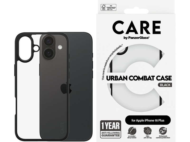 PanzerGlass CARE iPhone 16 Plus Urban Combat skal (transparent) Mobilskal