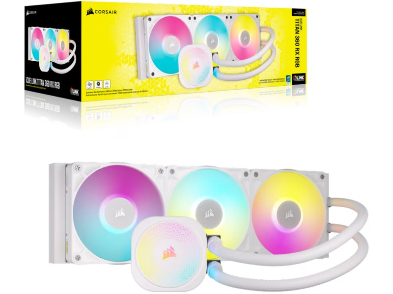 Corair iCUE LINK Titan 360 RX RGB AIO Kylare (vit) CPU - Vattenkylning