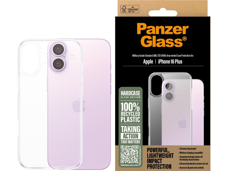 PanzerGlass iPhone 16 Plus HardCase skal (transparent) Mobilskal