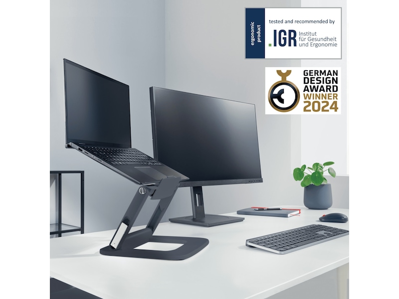 Leitz Ergo Multi-angle bärbar datorstativ (grå) Laptopstativ