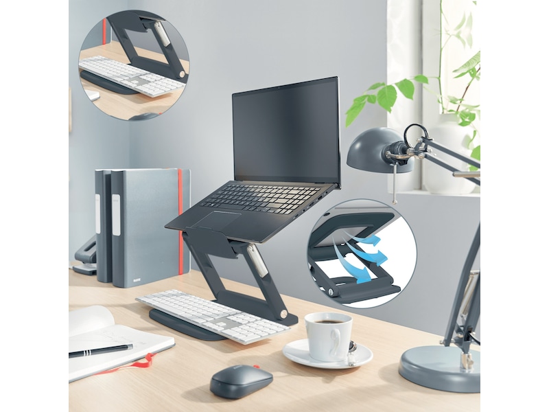 Leitz Ergo Multi-angle bärbar datorstativ (grå) Laptopstativ
