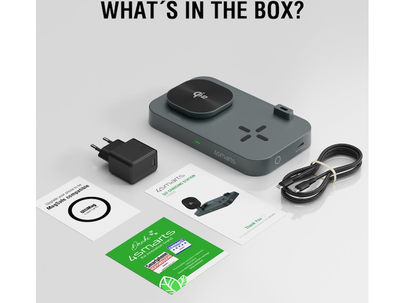 4smarts Qi2 Charging Station Trident (svart) Mobilladdare