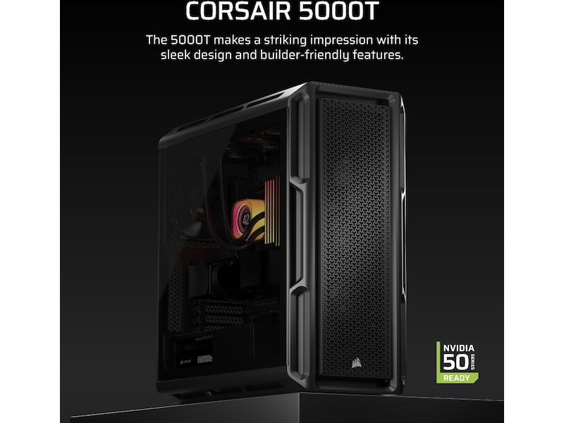 Corsair 5000T Tempered Glass Mid Tower (svart) Midi tower