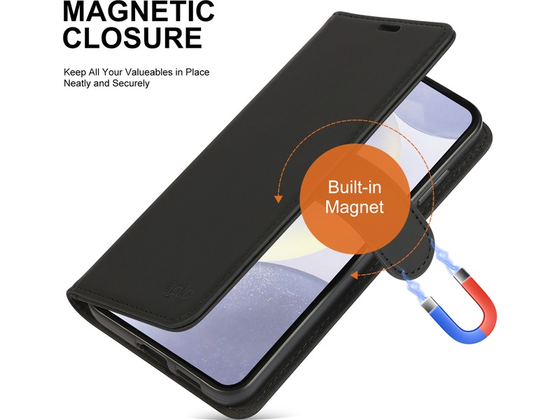 iiglo Galaxy S25+ Plånboksfodral (svart) Mobilskal