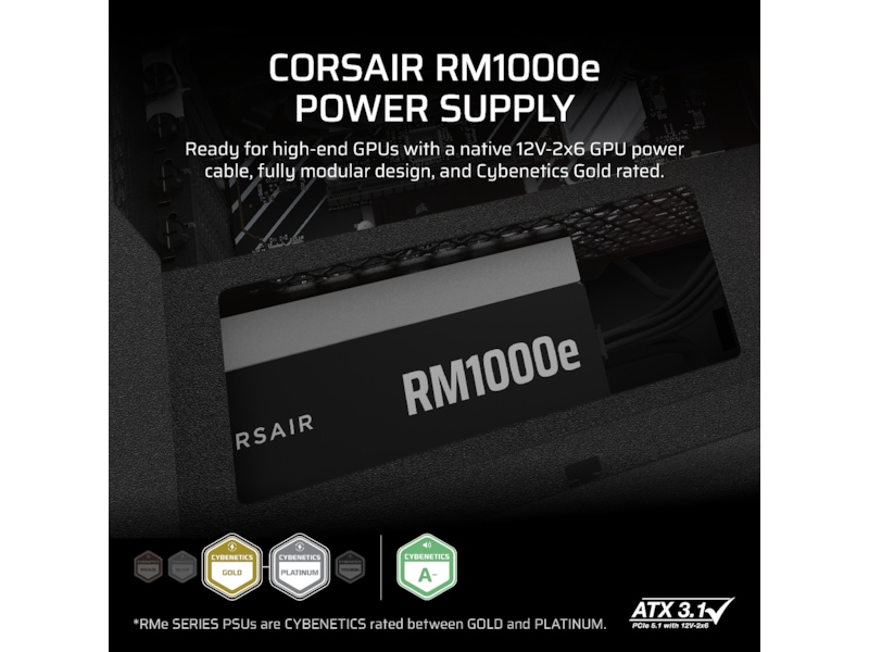 Corsair RMe Series RM1000e PSU (svart) Nätaggregat