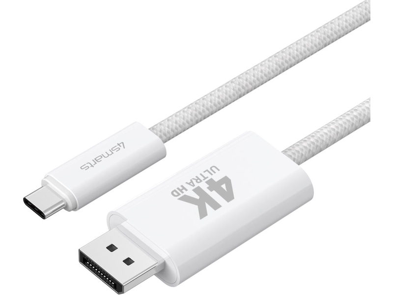 4smarts USB-C till Displayport kabel 2m (vit) USB-kablar