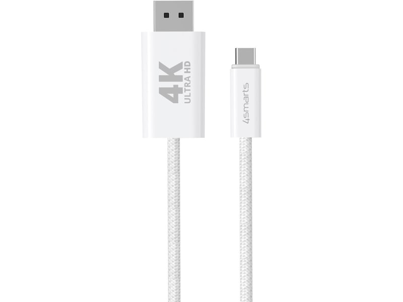4smarts USB-C till Displayport kabel 2m (vit) USB-kablar