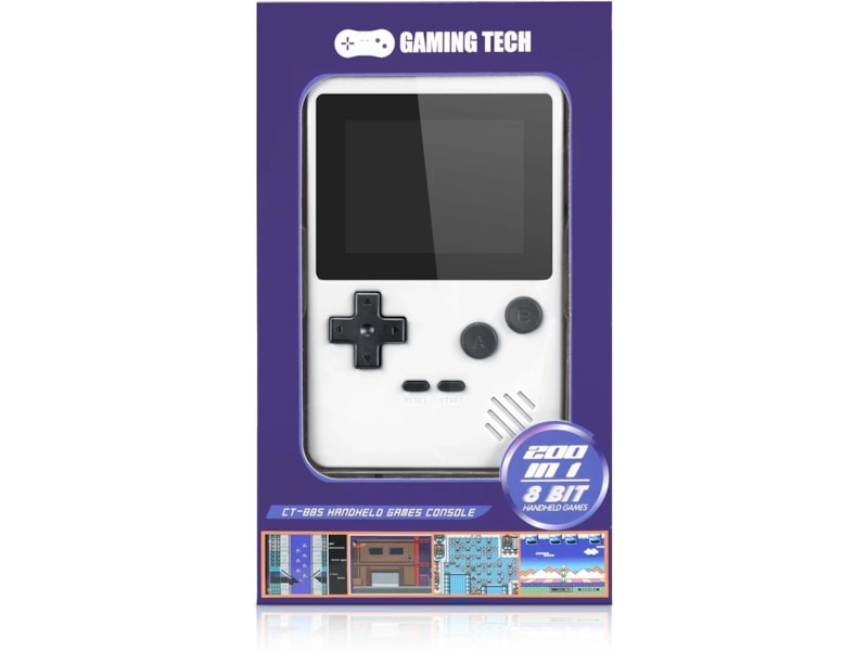 Gaming Tech CT-885 8-bit portabel spelkonsol (vit) Handhållna spelkonsoler