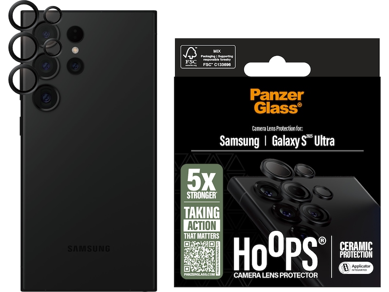 PanzerGlass Galaxy S25 Ultra Hoops Ceramic Linsskydd (svart) Skärmskydd mobiltelefon