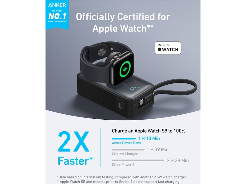 Anker MagGo för Apple Watch Powerbank 10.000mAh (svart) Powerbank