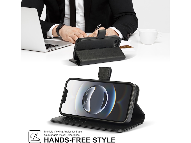 iiglo iPhone 16e 2-i-1 Plånboksfodral (svart) Mobilskal