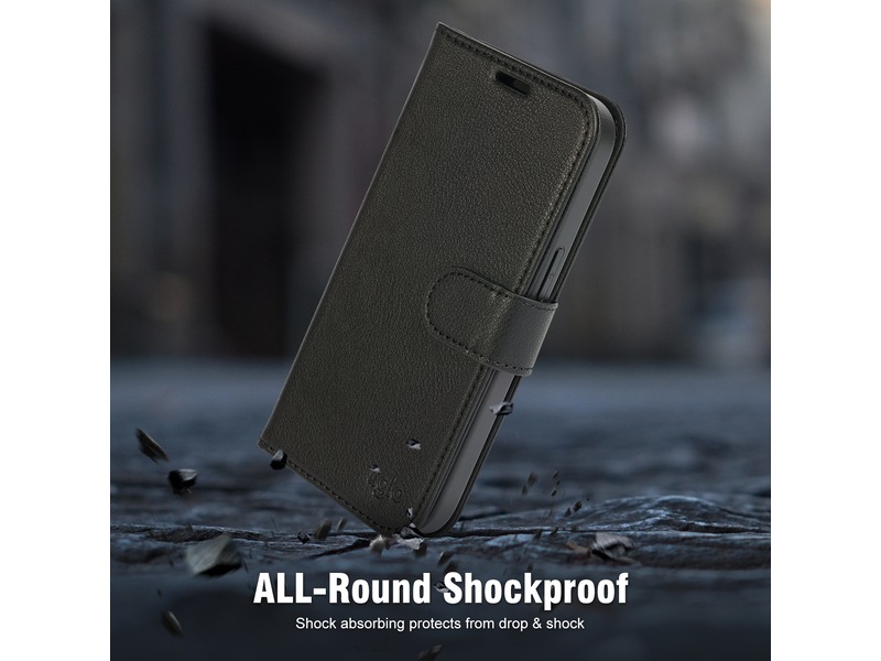 iiglo iPhone 15 2-i-1 Plånboksfodral (svart) Mobilskal