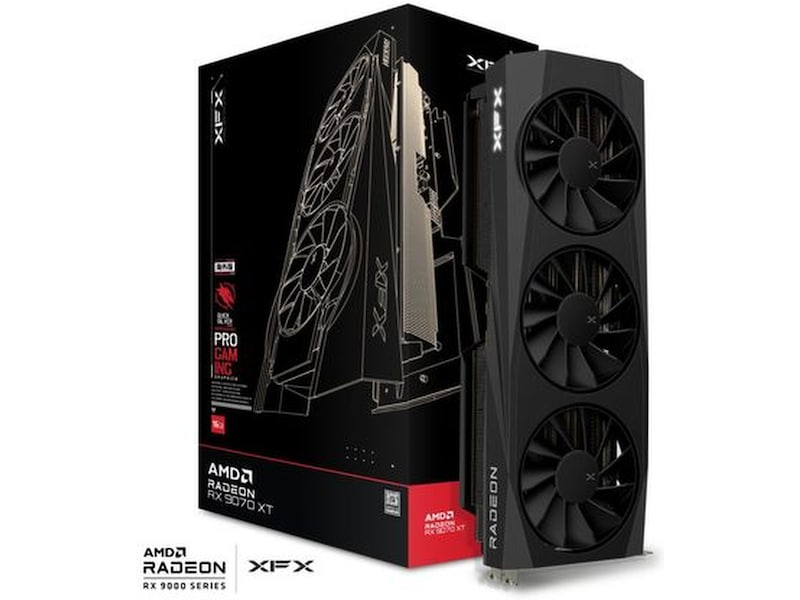 XFX Quicksilver AMD Radeon RX 9070 XT Gaming (svart) Grafikkort