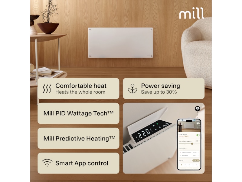 Mill Glass Smart WiFi Gen 4 panelvärmare 1000W Panelelement
