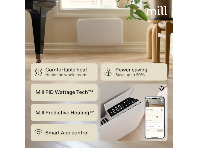 Mill Invisible Smart WiFi Gen 4 panelvärmare 700W (vit) Panelelement