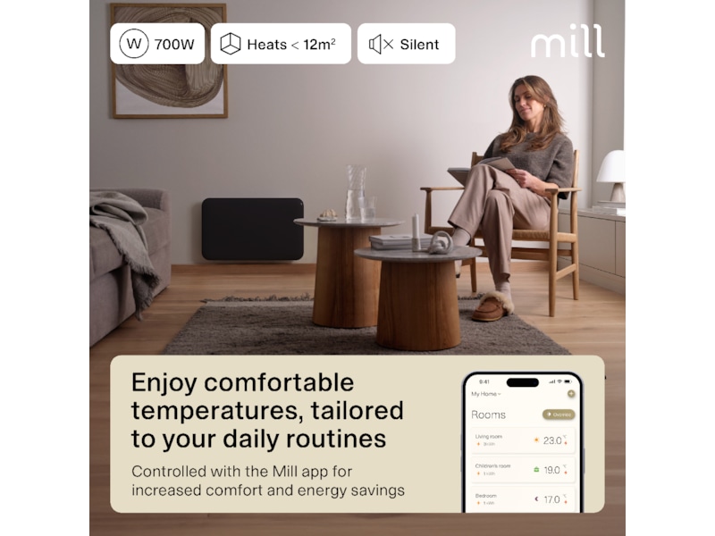 Mill Invisible Smart WiFi Gen 4 panelvärmare 700W (svart) Panelelement