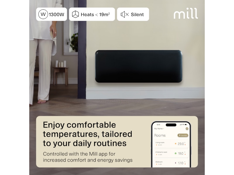 Mill Invisible Smart WiFi Gen 4 panelvärmare 1300W (svart) Panelelement