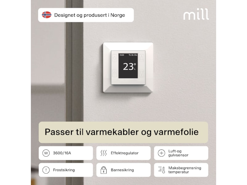 Mill Smart WiFi Golvtermostat (matt vit) Tillbehör till värme
