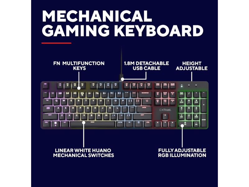 Trust GXT 871 Zora Mekanisk Gamingtangentbord Gamingtangentbord