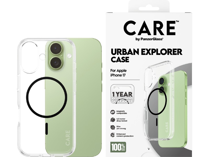 PanzerGlass CARE iPhone 17 Urban Explorer skal (transparent/svart) Mobilskal