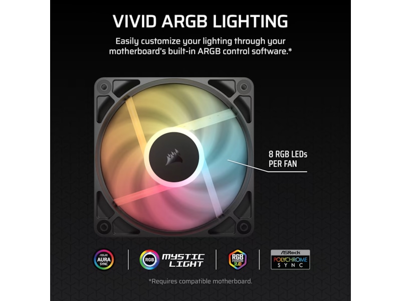 Corsair RS120-R ARGB PWM Reverse Fläkt 3pk (svart) Fläkt