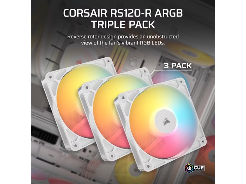Corsair RS120-R ARGB PWM Reverse Fläkt 3pk (vit) Fläkt
