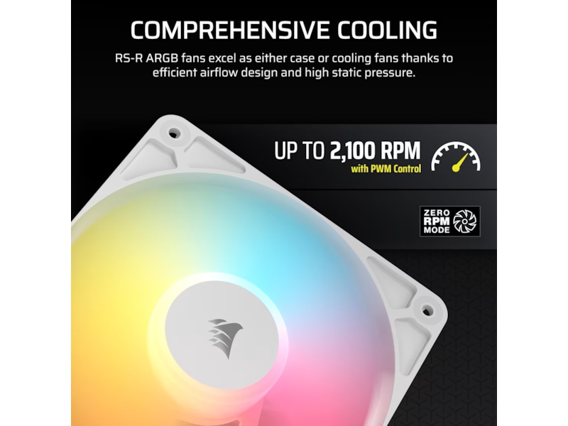 Corsair RS120-R ARGB PWM Reverse Fläkt 3pk (vit) Fläkt