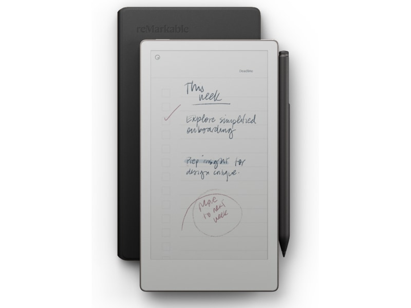 reMarkable Paper Pro Move 7.3" inkl. Marker Plus & Book Folio (svart skinn) Digitala anteckningsblock och tillbehör
