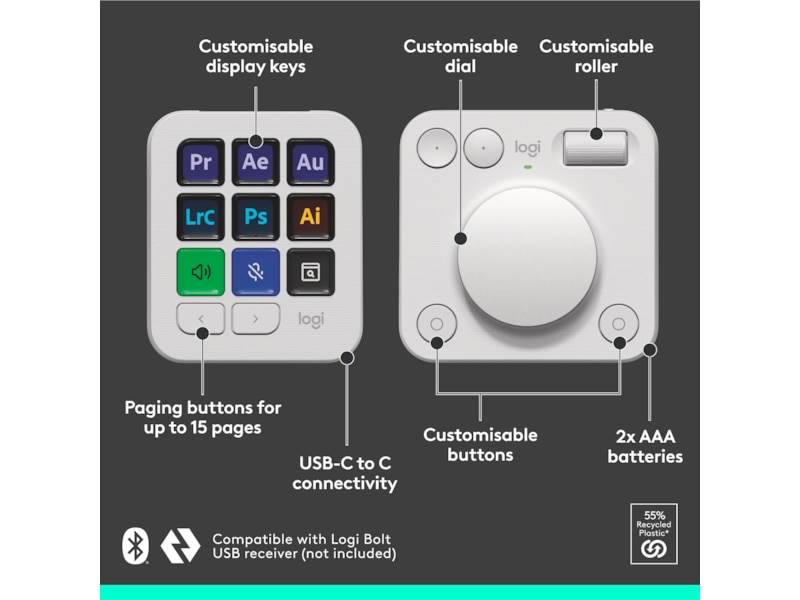 Logitech MX Creative Console (grå) Tangentbord