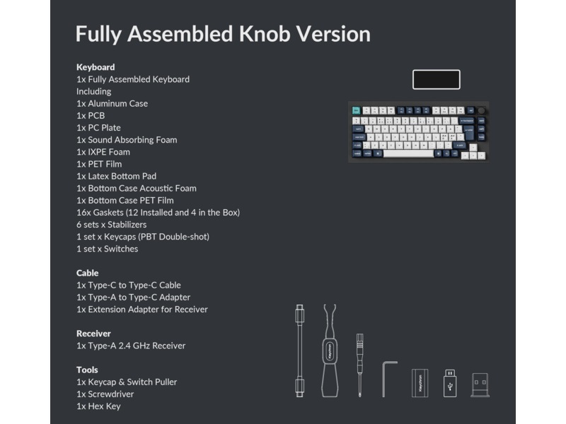Keychron Q1 MAX 75% trådlös tangentbord Brown Switches -B-Grade Demo tangentbord