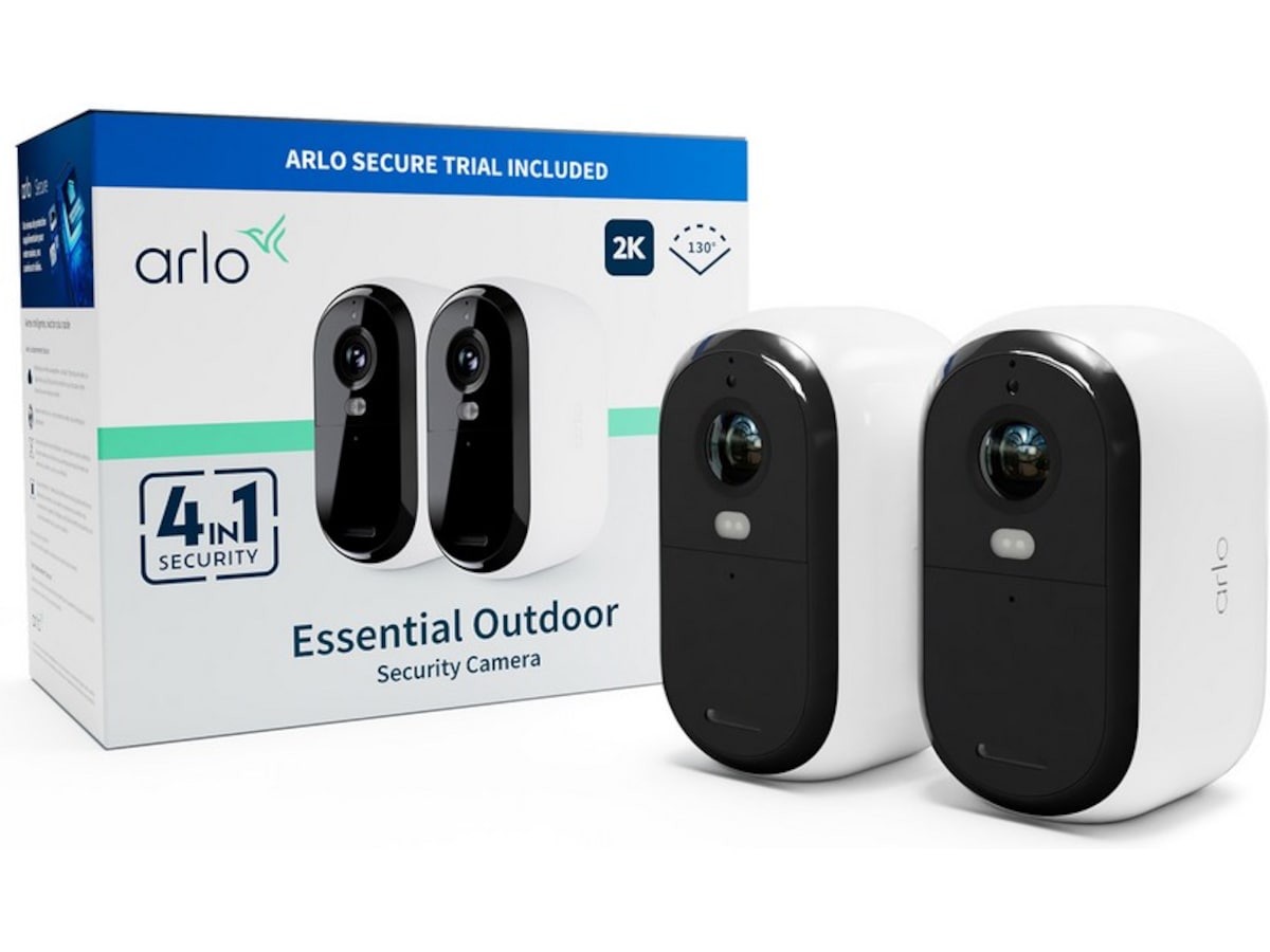 Arlo Essential 2 2K Outdoor Säkerhetskamera (vit) 2pk Övervakningskamera