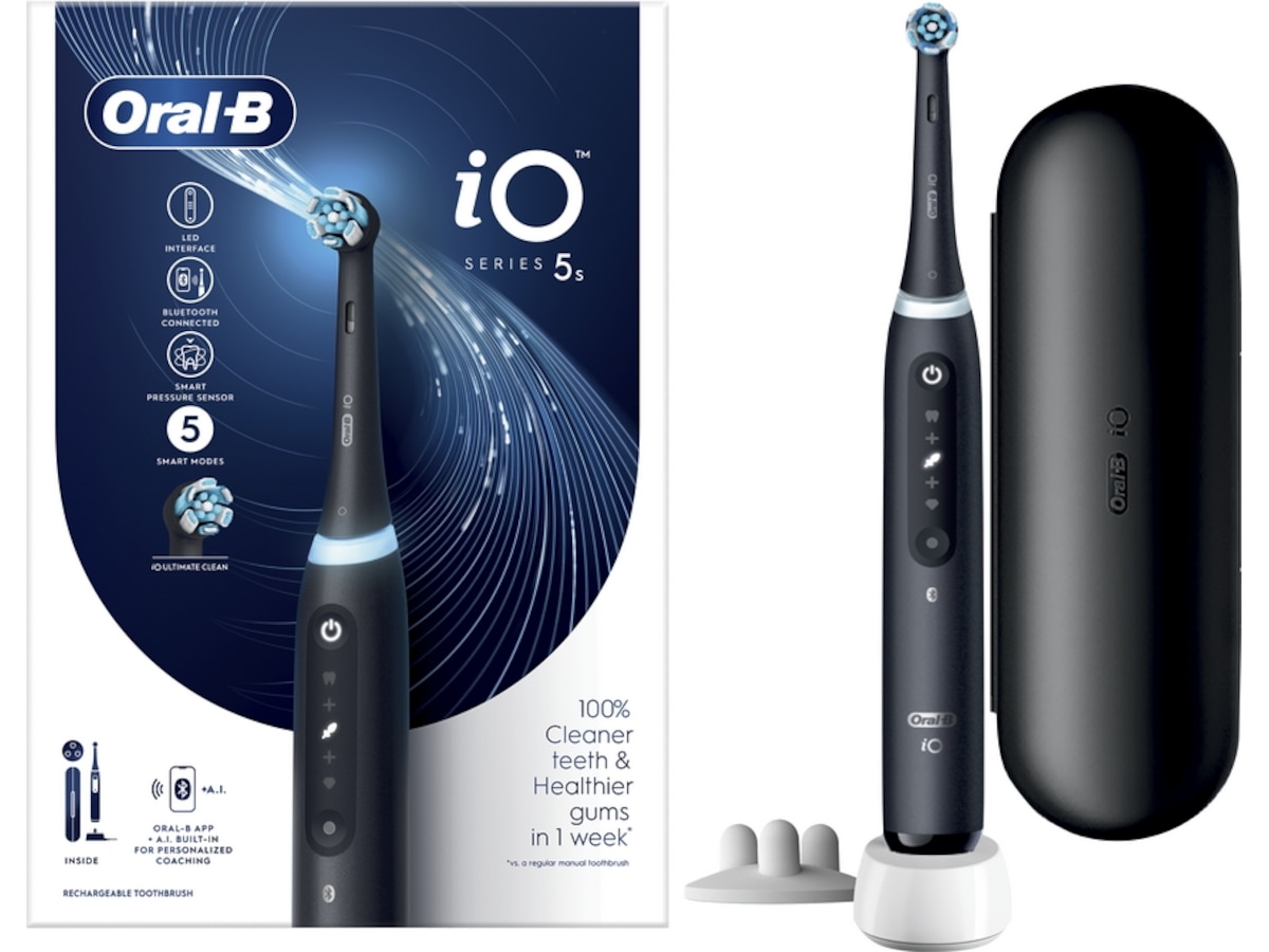Oral-B iO 5S Eltandborste (svart) -B-Grade Demo träning & hälsa