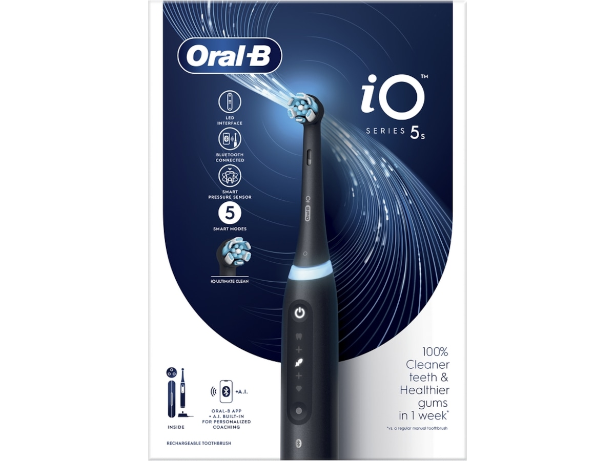 Oral-B iO 5S Eltandborste (svart) -B-Grade Demo träning & hälsa