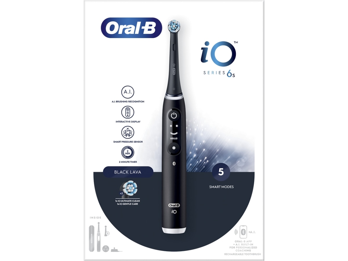 Oral-B iO 6S Eltandborste (svart)  -B-Grade Demo träning & hälsa