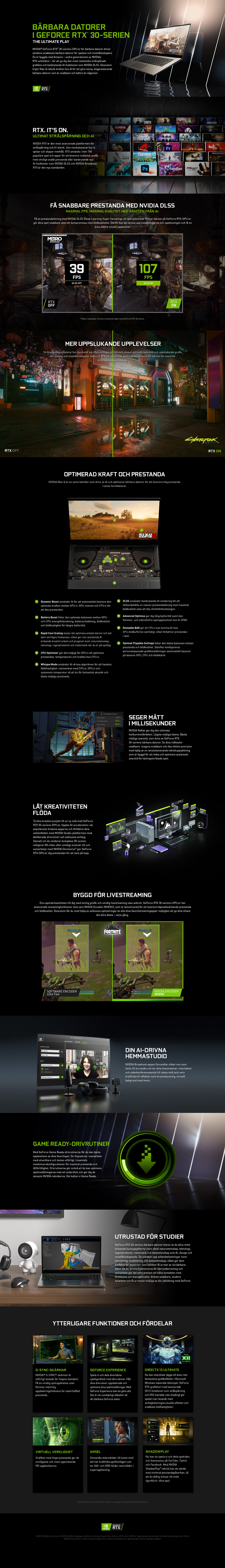 Bärbara datorer med Geforce RTX 30-serie grafik