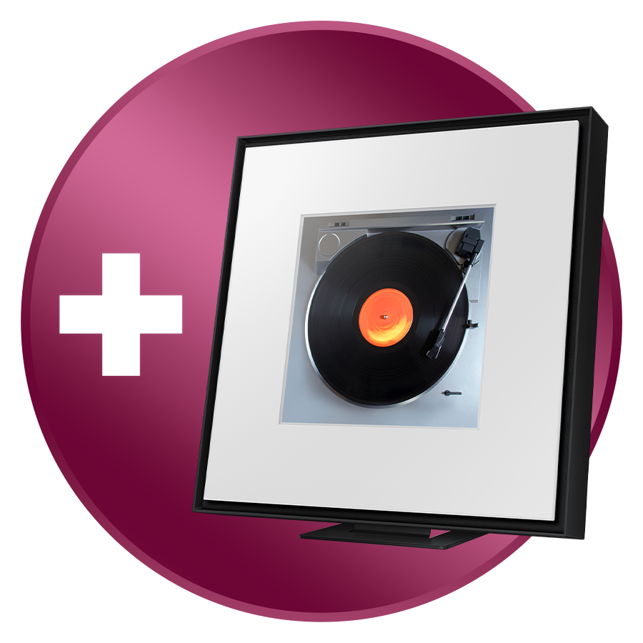 Smarthögtalaren Music Frame ingår*