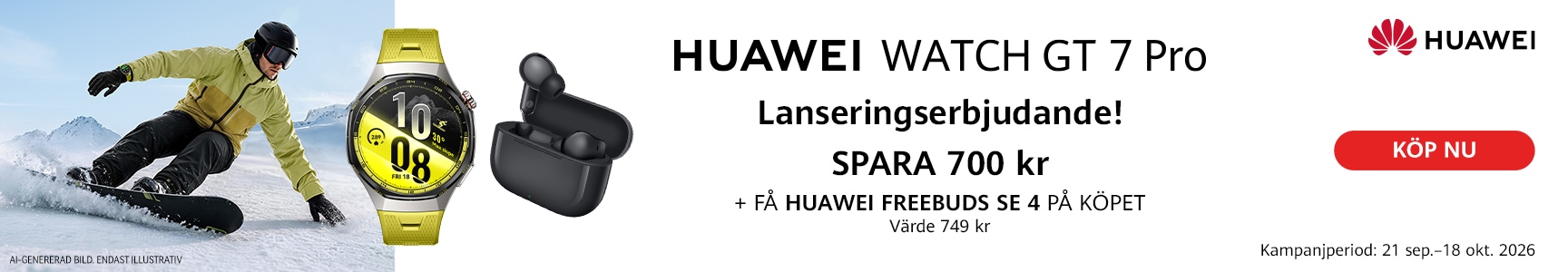 Lanseringserbjudande, spara 700kr, få huawei freebuds se 4 på kopet