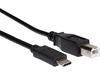 USB-C till USB-B kabel 2m (svart) USB-kablar
