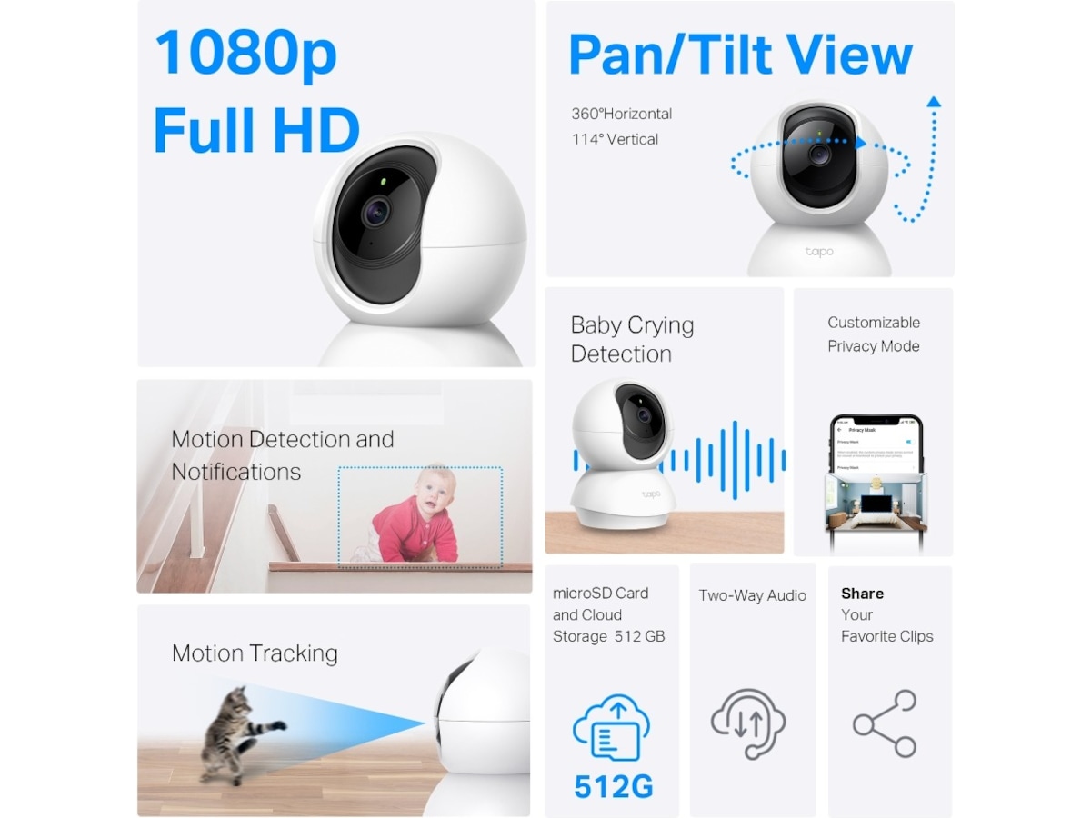 TP-Link Tapo C200 Övervakningskamera (vit) Övervakningskamera