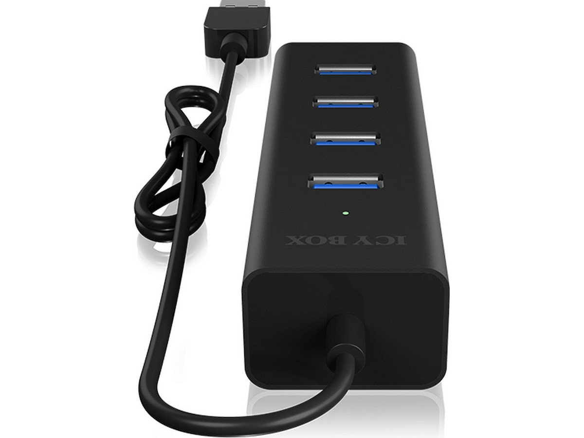 Icy Box USB 3.0 Type-A 4-port hub, IB-HUB1409-U3 Dockningsstation och USB-hub