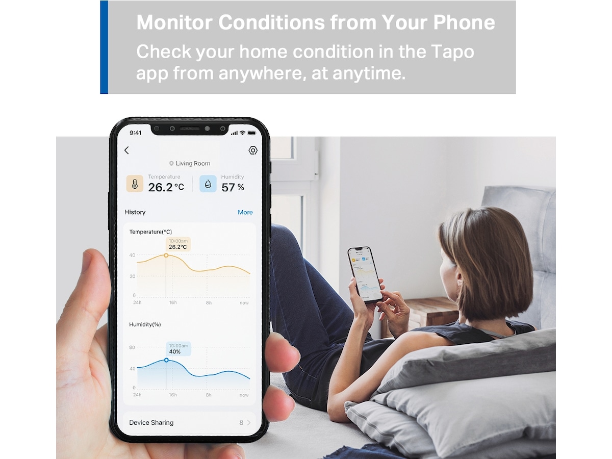 Tapo T310 V1.2 Smart temperatur- och luftfuktighetsmätare Sensorer