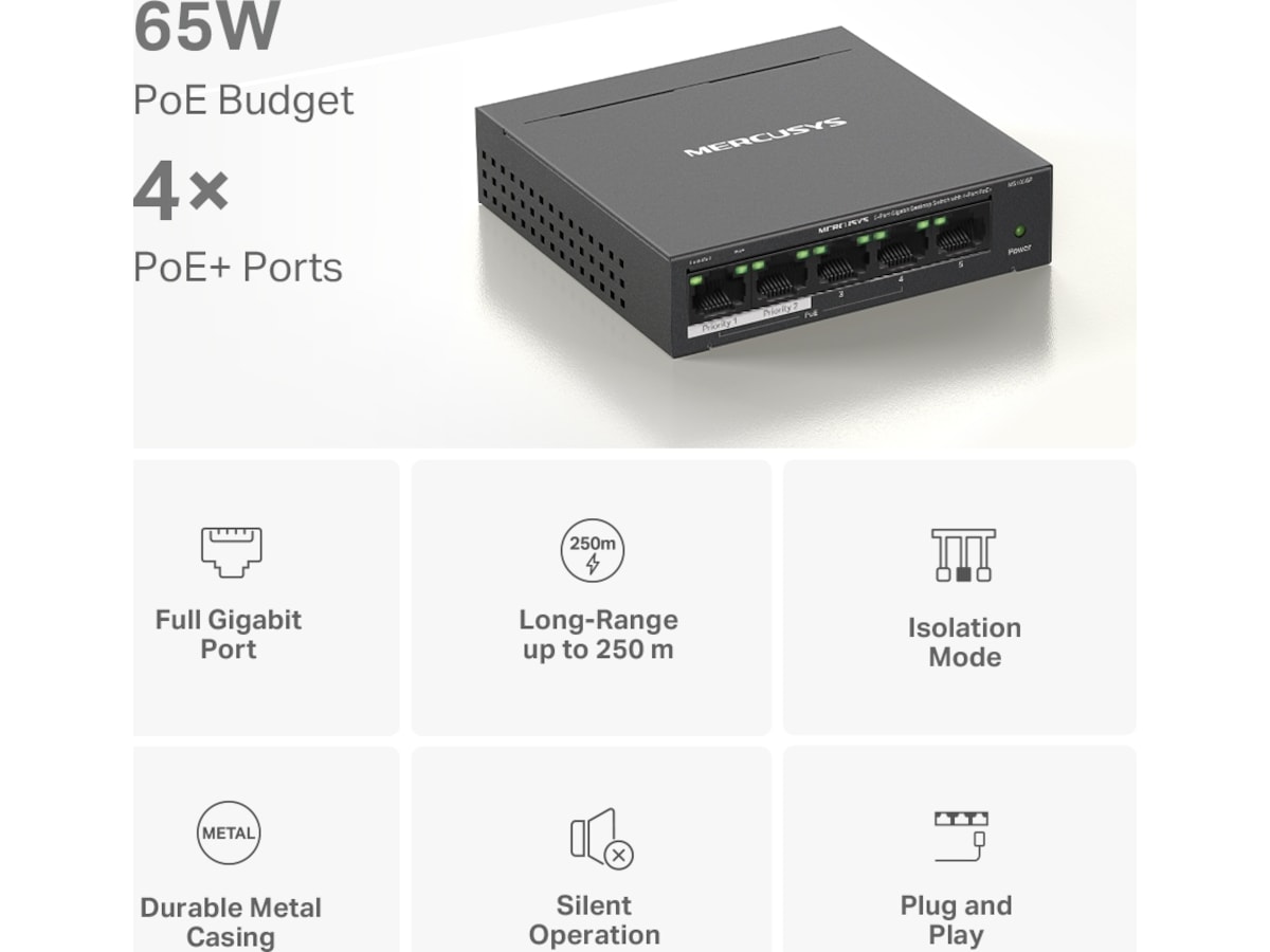 Mercusys  MS105GP 5-Port Gigabit Switch Switchar